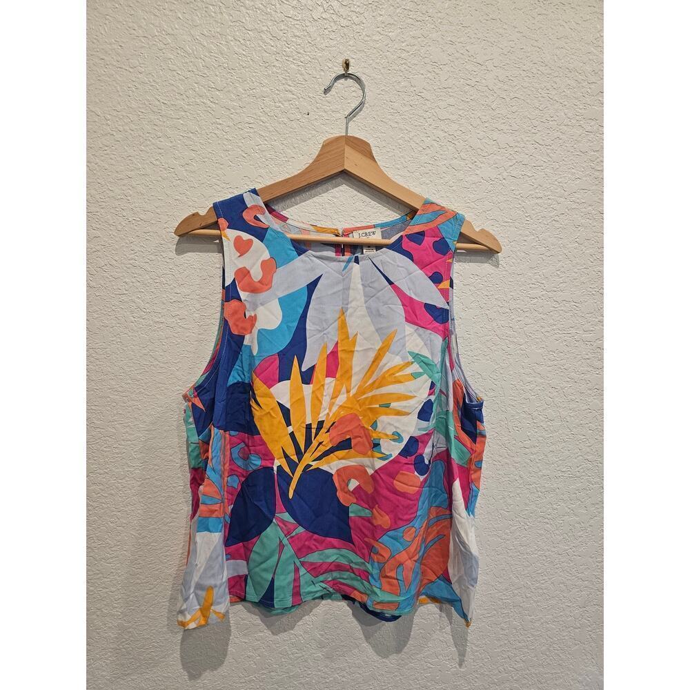 JCrew colorful tropical turquoise blouse sz Medium